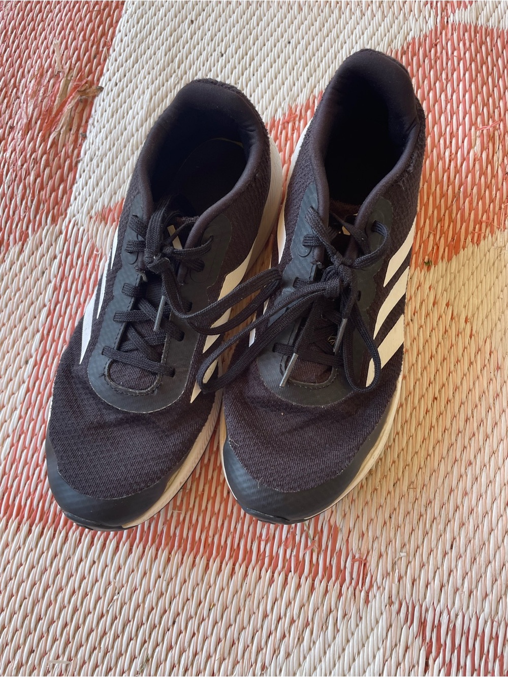 adidas Black Running Shoes with White Stripes